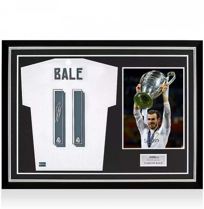 icons Gareth Bale Back Signed Real Madrid 2015-16 Home Shirt In Hero Frame: Option 1