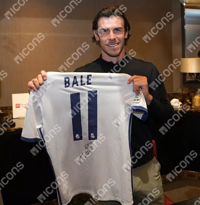 Icons Gareth Bale Back Signed Real Madrid 2016-17 Home Shirt