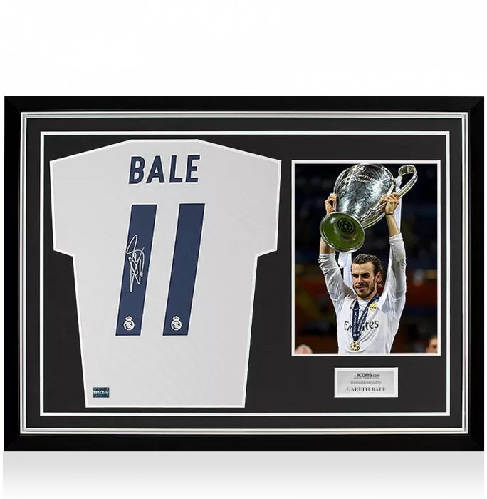 icons Gareth Bale Back Signed Real Madrid 2016-17 Home Shirt In Hero Frame: Option 1