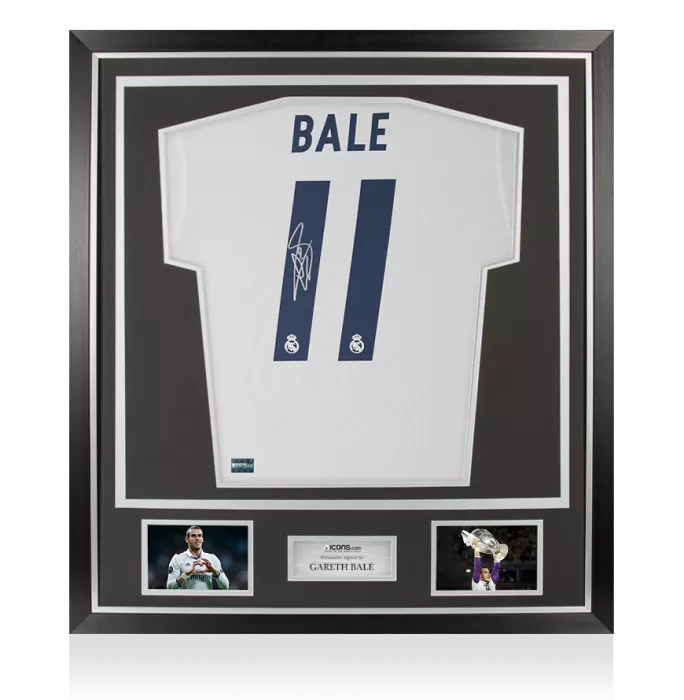 icons Gareth Bale Back Signed Real Madrid 2016-17 Home Shirt In Classic Frame