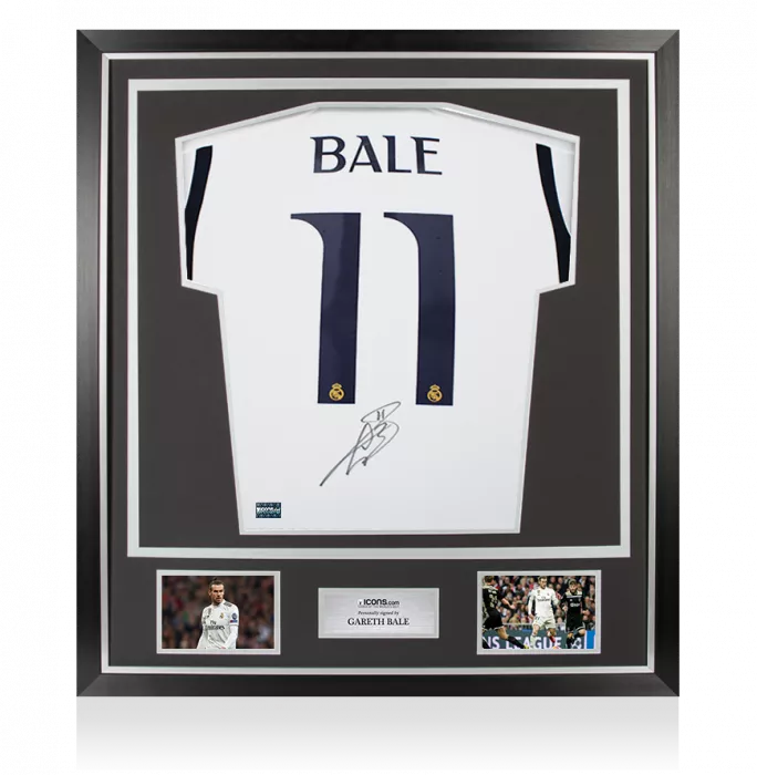 icons Gareth Bale Back Signed Real Madrid 2023-24 Home Shirt In Classic Frame