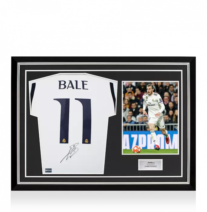 icons Gareth Bale Back Signed Real Madrid 2023-24 Home Shirt In Hero Frame: Option 1