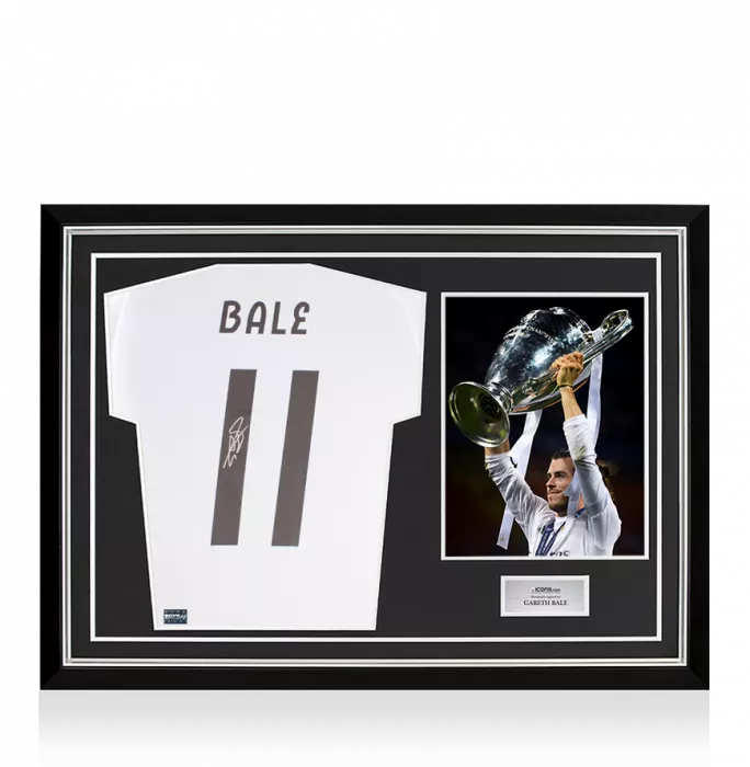 icons Gareth Bale Back Signed Real Madrid CF 2020-21 Home Shirt In Hero Frame: Option 1