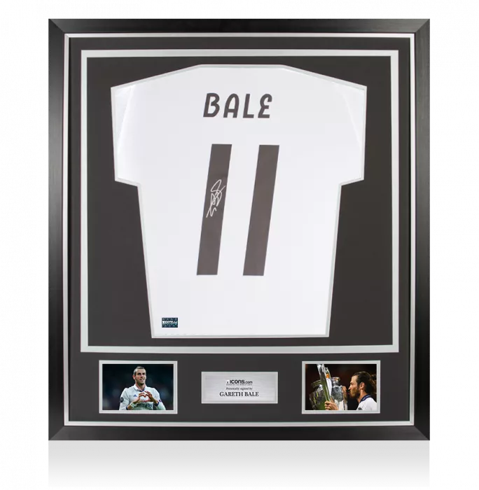 icons Gareth Bale Back Signed Real Madrid CF 2020-21 Home Shirt In Classic Frame