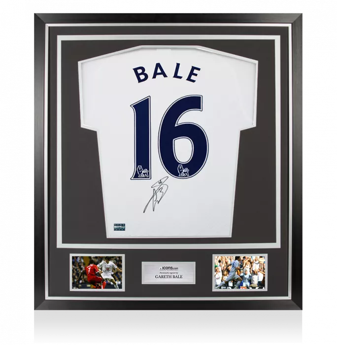 icons Gareth Bale Back Signed Tottenham Hotspur 2007-08 Home Shirt In Classic Frame