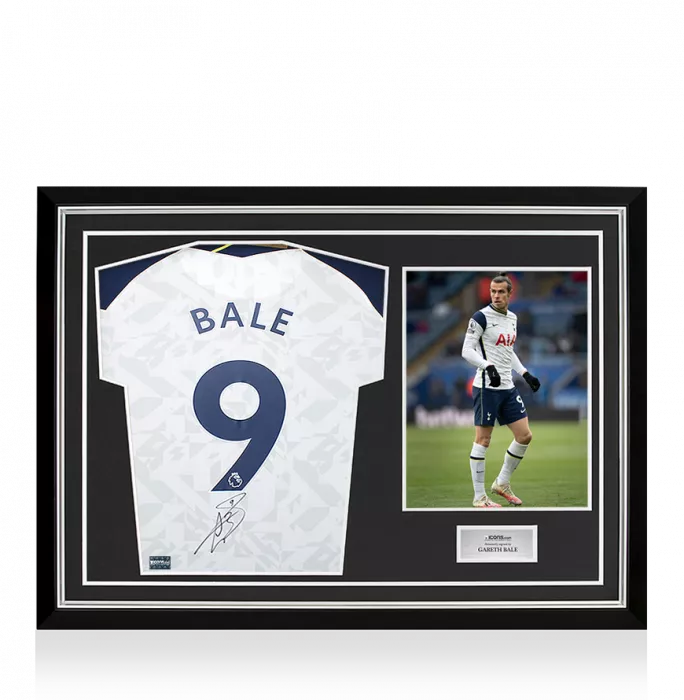 icons Gareth Bale Back Signed Tottenham Hotspur 2020-21 Home Shirt In Hero Frame: Option 1