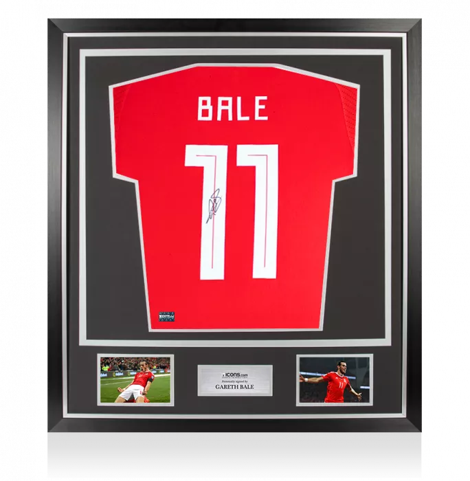icons Gareth Bale Back Signed Wales 2016 Home Shirt In Classic Frame