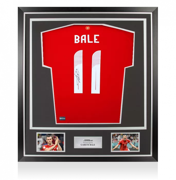 icons Gareth Bale Back Signed Wales 2024 Home Shirt In Classic Frame