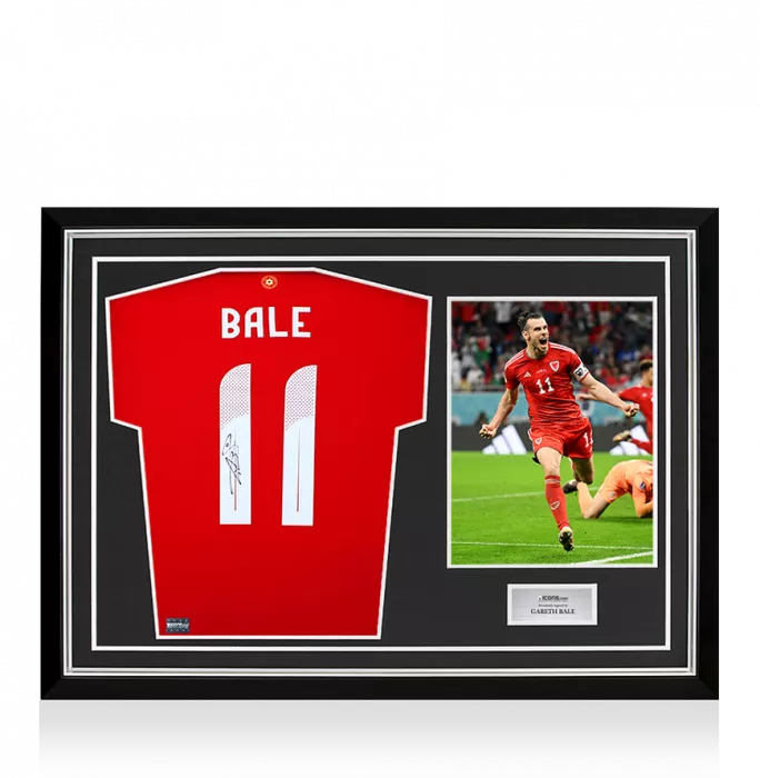 icons Gareth Bale Back Signed Wales 2024 Home Shirt In Hero Frame: Option 1
