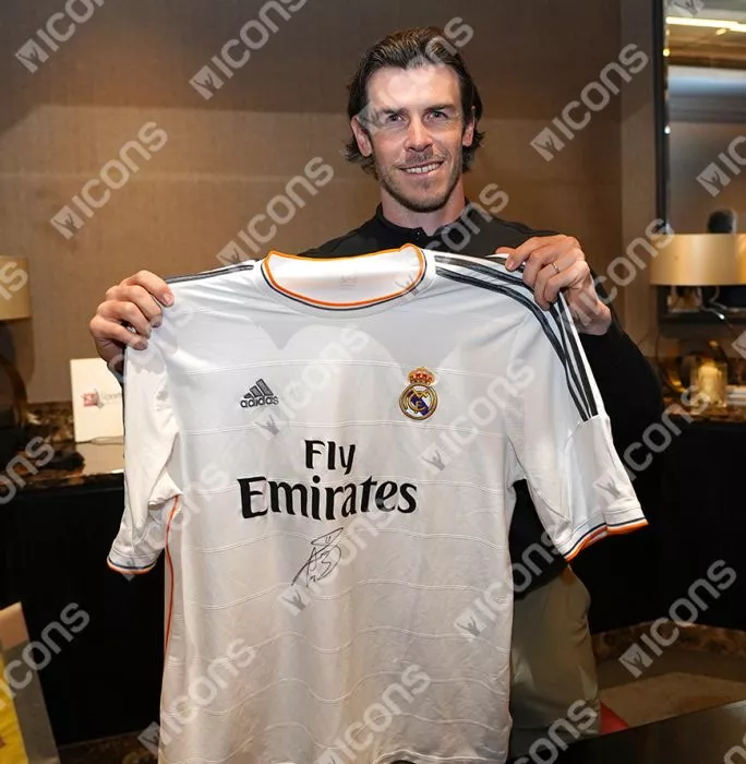 Icons Gareth Bale Front Signed Real Madrid 2013-14 Home Shirt In Hero Frame: Option 1