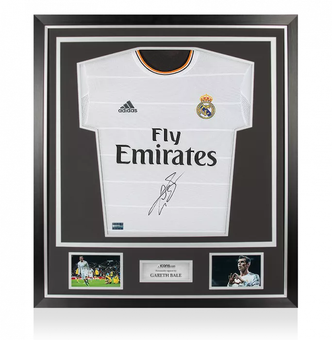 icons Gareth Bale Front Signed Real Madrid 2013-14 Home Shirt In Classic Frame