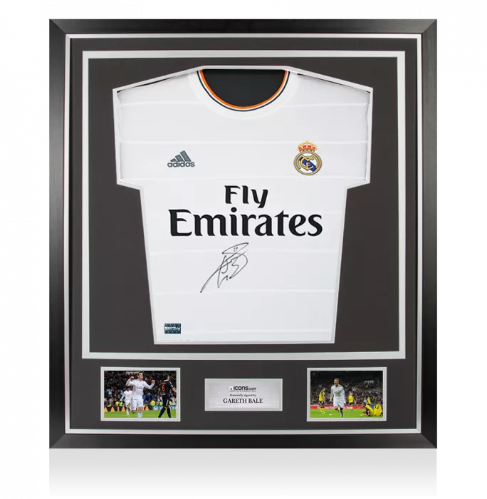 icons Gareth Bale Front Signed Real Madrid 2013-14 Home Shirt In Classic Frame