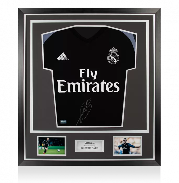 icons Gareth Bale Front Signed Real Madrid 2016-17 Away Shirt In Classic Frame