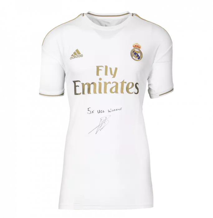Icons Gareth Bale Front Signed Real Madrid 2019-20 Home Shirt - "5x UCL Winner" Inscription In Classic Frame