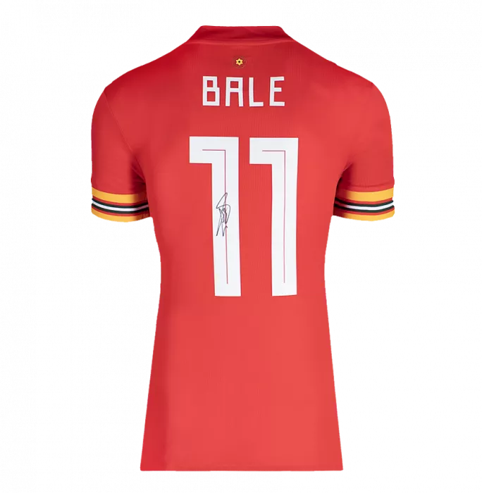 Icons Gareth Bale Official FIFA World Cup™ Back Signed And Hero Framed Wales 2020-21 Home Shirt
