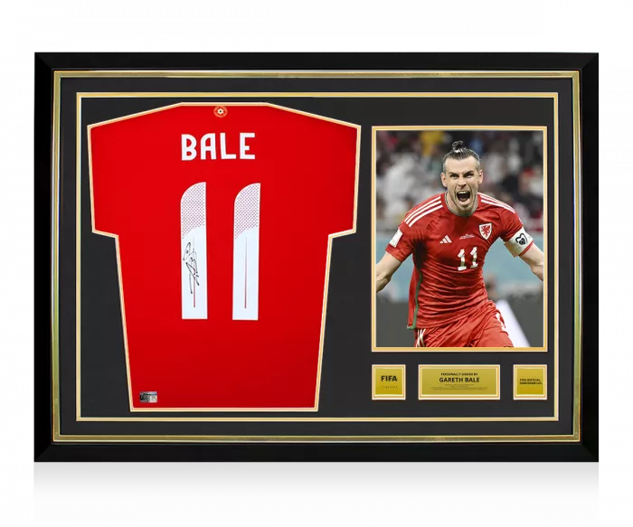 icons Gareth Bale Official FIFA World Cup™ Back Signed and Hero Framed Wales 2024 Home Shirt