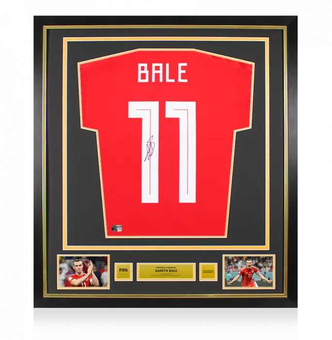 icons Gareth Bale Official FIFA World Cup™ Back Signed and Framed Modern Wales Home Shirt