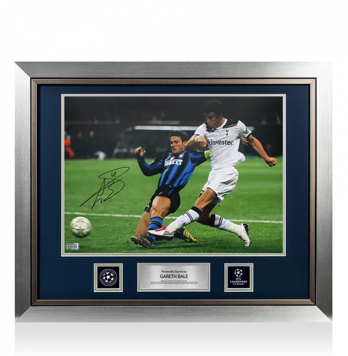 icons Gareth Bale Official UEFA Champions League Signed and Framed Tottenham Hotspur Photo: Iconic Goal vs Internazionale