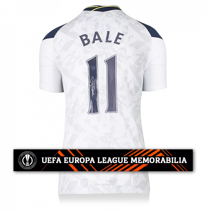 icons Gareth Bale Official UEFA Europa League Signed Tottenham Hotspur 2020-21 Home Shirt