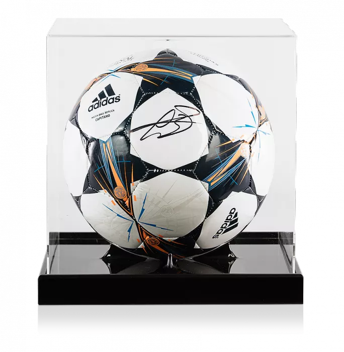 icons Gareth Bale Signed 2013-14 UEFA Champions League Football In Acrylic Case