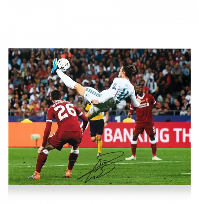 icons Gareth Bale Signed Real Madrid Photo: 2018 UEFA Champions League Final Overhead Kick Goal
