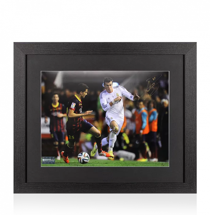 icons Gareth Bale Signed Real Madrid Photo In Black Wooden Frame: Copa Del Rey Wonder Goal