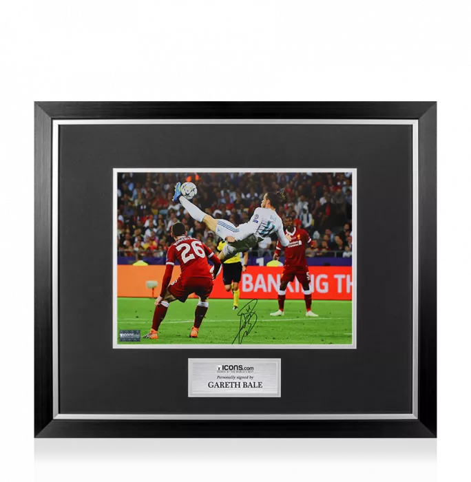 icons Gareth Bale Signed Real Madrid Photo In Premium Photo Frame: 2018 UEFA Champions League Final Overhead Kick Goal