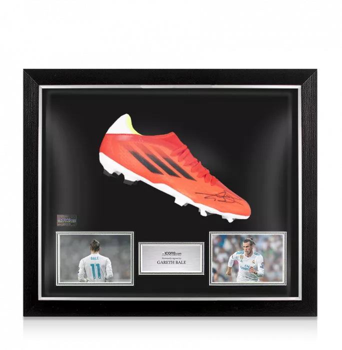 icons Gareth Bale Signed Red Adidas X Boot In Bubble Frame: Option 1