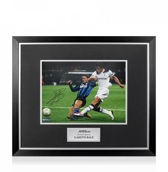 icons Gareth Bale Signed Tottenham Hotspur Photo In Premium Photo Frame: Iconic UEFA Champions League Goal vs Internazionale