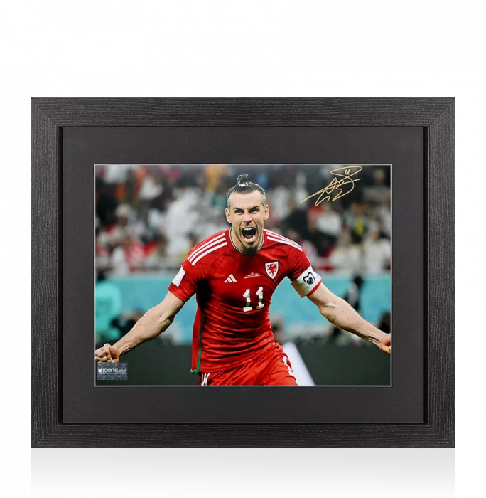 icons Gareth Bale Signed Wales Photo In Black Wooden Frame
