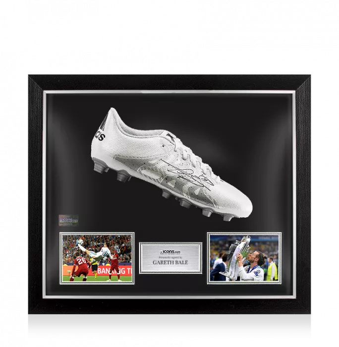 icons Gareth Bale Signed White and Silver Adidas X 15.4 Boot In Bubble Frame: Option 1