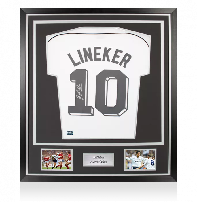 icons Gary Lineker Back Signed Tottenham Hotspur 1986 Home Shirt In Classic Frame
