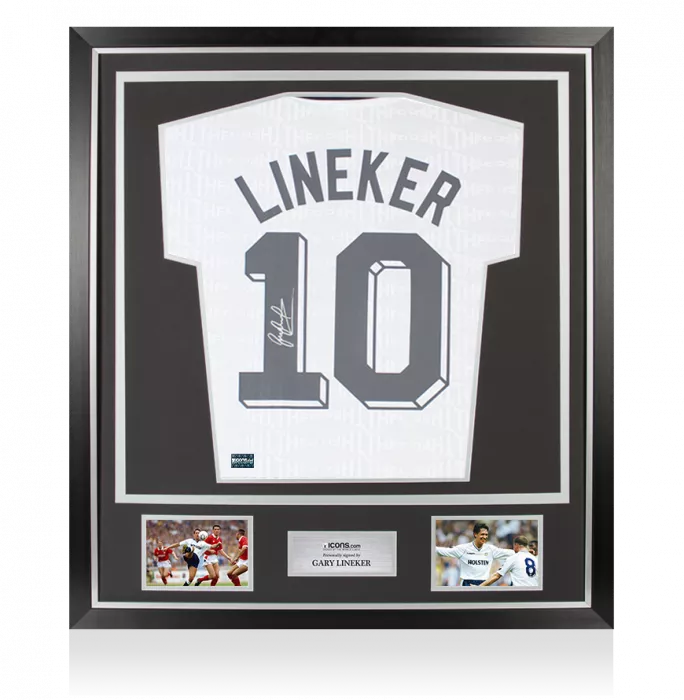 icons Gary Lineker Back Signed Tottenham Hotspur 1991-92 Home Shirt In Classic Frame