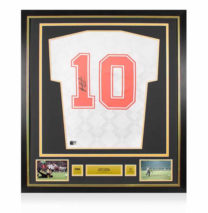 icons Gary Lineker Official 1990 FIFA World Cup™ Back Signed and Framed England 1990 Home Shirt