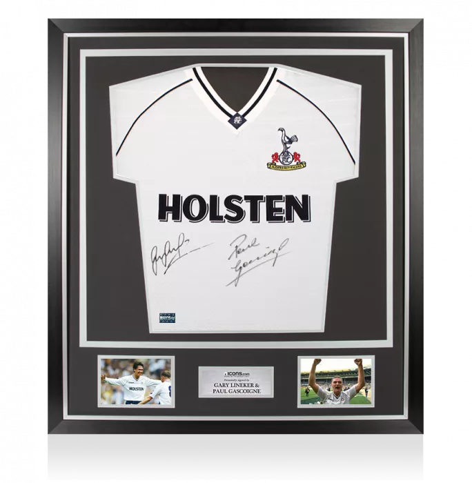 icons Gary Lineker & Paul Gascoigne Dual Signed Tottenham Hotspur 1991 Home Shirt In Classic Frame