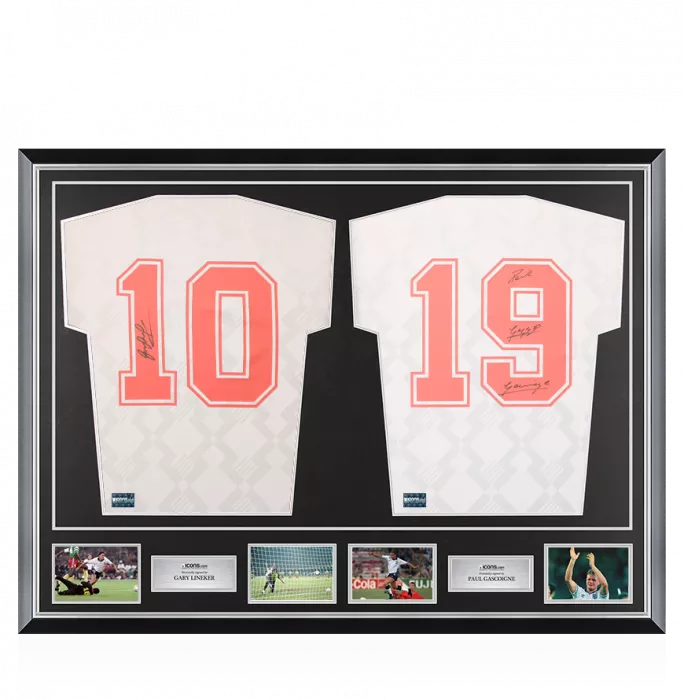 icons Gary Lineker & Paul Gascoigne Signed England Shirts In Classic Dual Frame