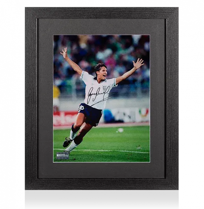 Icons Gary Lineker Signed England Photo In Black Wooden Frame: Italia '90 Goal Vs West Germany