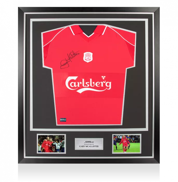 icons Gary McAllister Front Signed Liverpool FC 2000 Home Shirt In Classic Frame