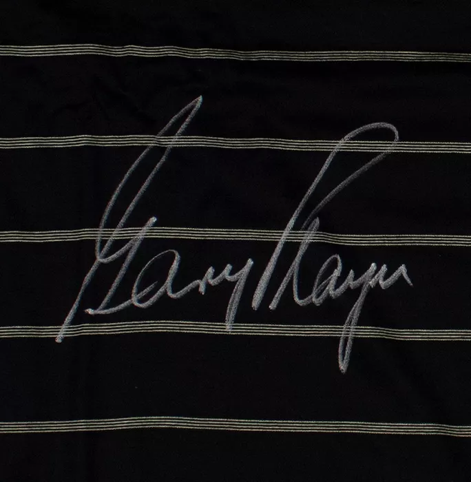 Icons Gary Player Signed Black And Green Pinstripe Golf Polo Shirt