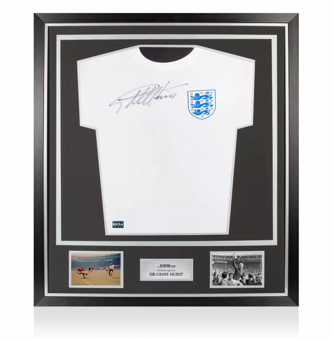 icons Geoff Hurst Front Signed England Home T-Shirt In Classic Frame