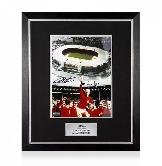 Icons Geoff Hurst & Martin Peters Signed England Photo In Premium Photo Frame: Wembley 1966 Heroes