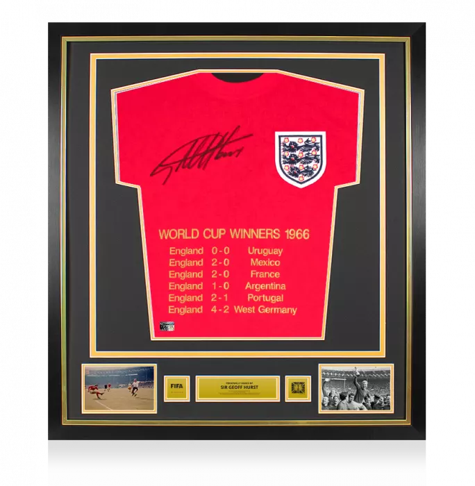icons Geoff Hurst Official 1966 FIFA World Cup™ Front Signed and Framed 1966 England Home Shirt