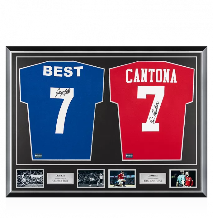 Icons George Best & Eric Cantona Signed Manchester United Shirts In Classic Dual Frame