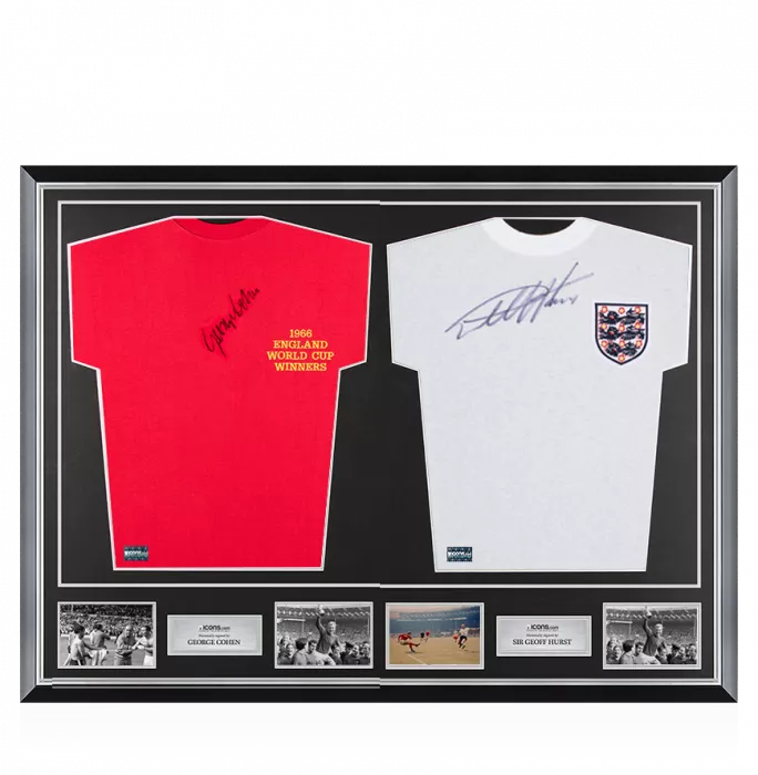 icons George Cohen & Geoff Hurst Signed England Shirts In Classic Dual Frame