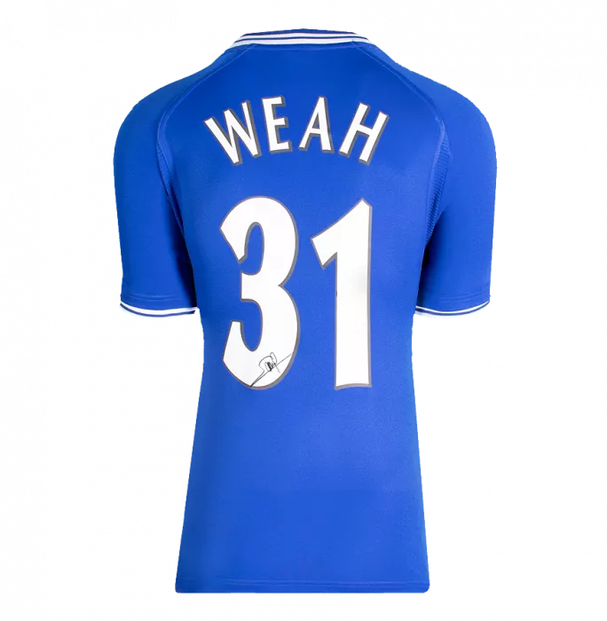 Icons George Weah Back Signed Chelsea 2000-01 Home Shirt With Fan Style Numbers In Classic Frame