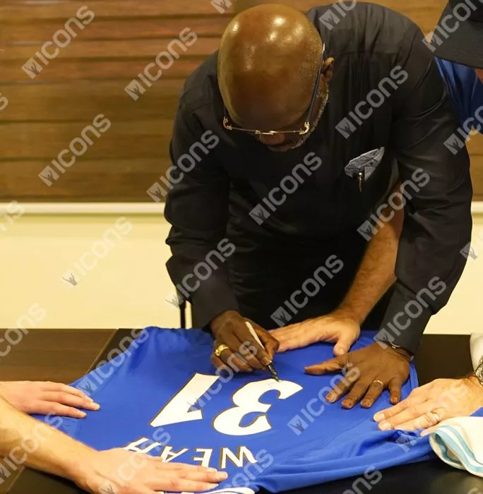 Icons George Weah Back Signed Chelsea 2000-01 Home Shirt With Fan Style Numbers In Classic Frame