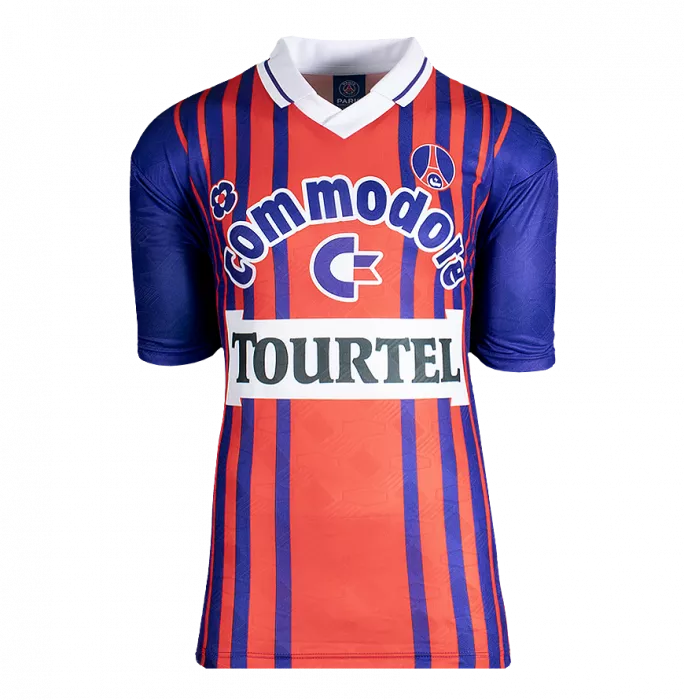 Icons George Weah Back Signed Paris Saint-Germain 1993 Home Shirt In Hero Frame: Option 1