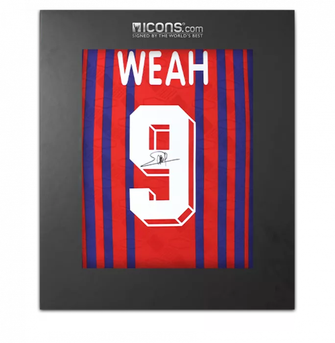 icons George Weah Back Signed Paris Saint-Germain 1993 Home Shirt In Deluxe Packaging