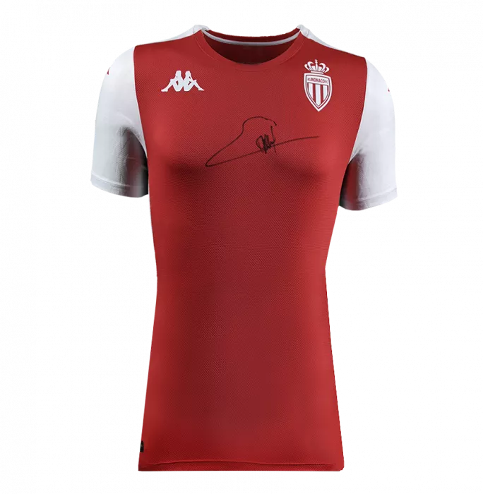 Icons George Weah Front Signed AS Monaco Training Shirt In Hero Frame: Option 1