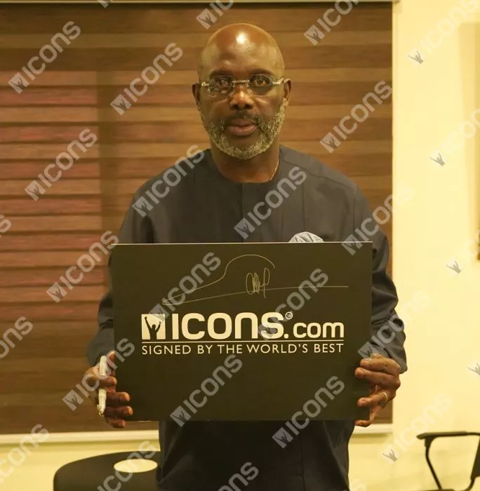 Icons George Weah Front Signed Liberia Home Shirt In Classic Frame